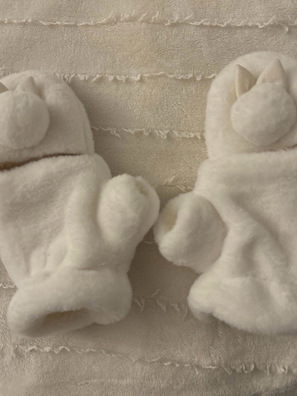 Cozy Plush White Bunny Mittens